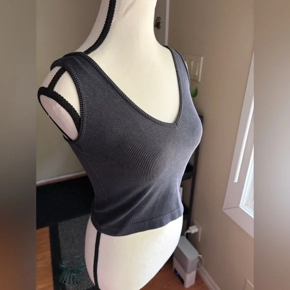 Grey Ribbed Tank Top - Picture 4 of 7